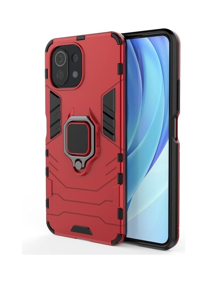 Iron Man Design Case With Ring Holder For Xiaomi 11 Lite Red  - Image 1