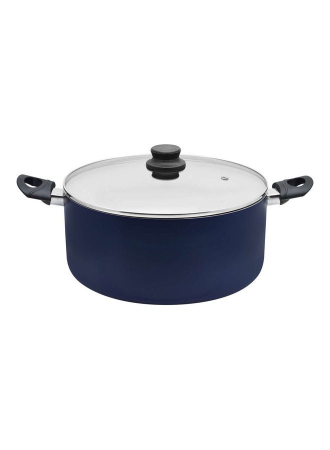 RAJ - Nonstick Induction Cooking Pot With Glass Lid Navy Blue 28cm - Image 1