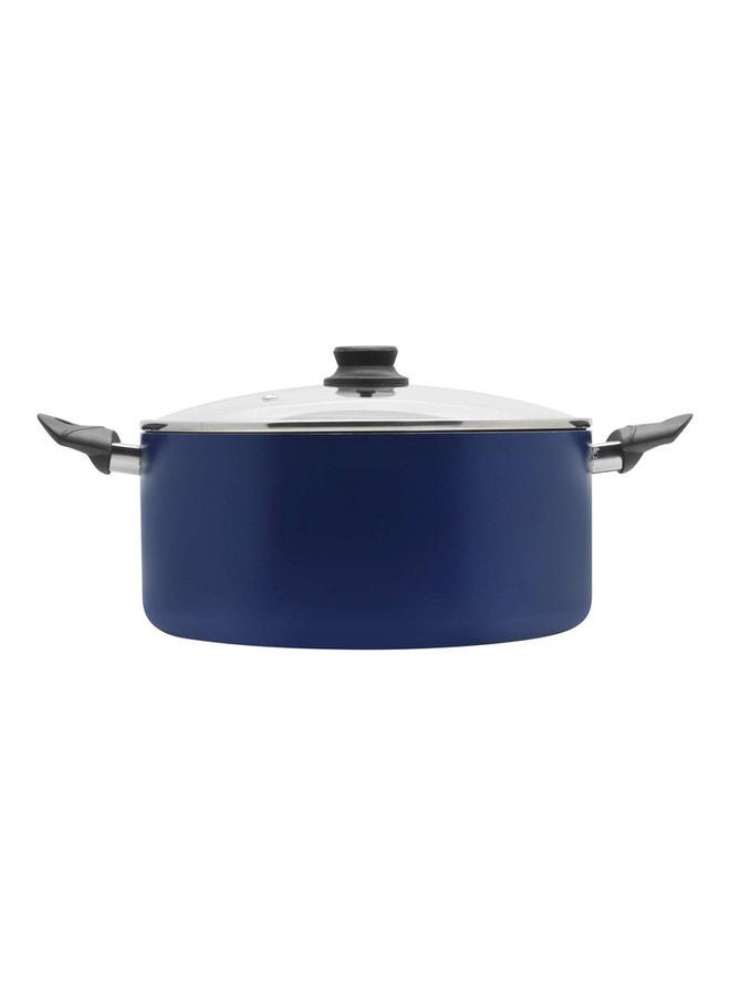 RAJ - Nonstick Induction Cooking Pot With Glass Lid Navy Blue 28cm - Image 1