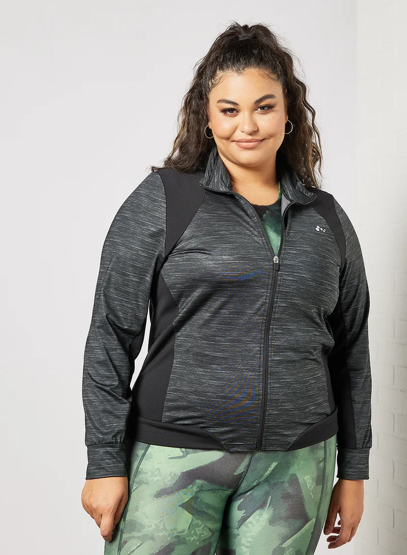 Only Play Plus Size Zip Through Hoodie Grey