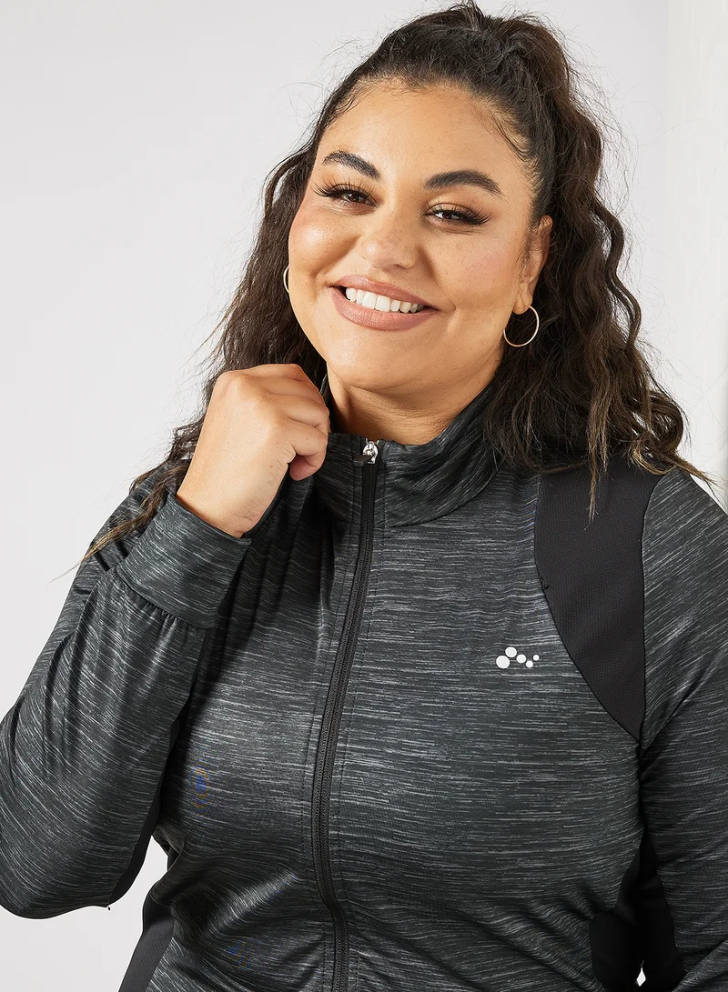 Only Play Plus Size Zip Through Hoodie Grey