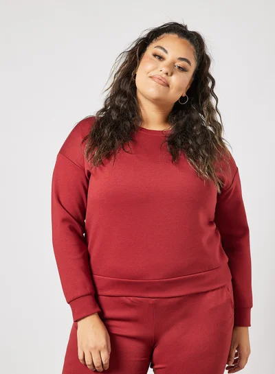 Only Play Plus Size Basic Sweatshirt Red