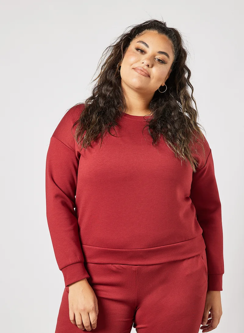 Only Play Plus Size Basic Sweatshirt Red