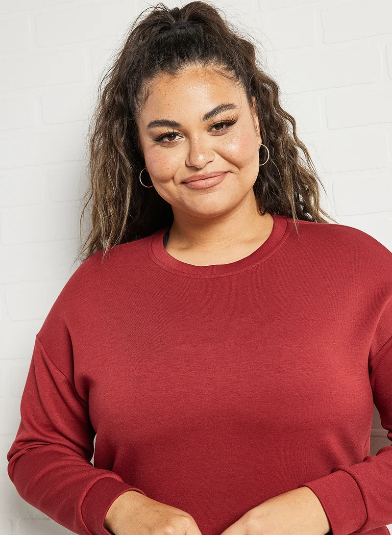 Only Play Plus Size Basic Sweatshirt Red