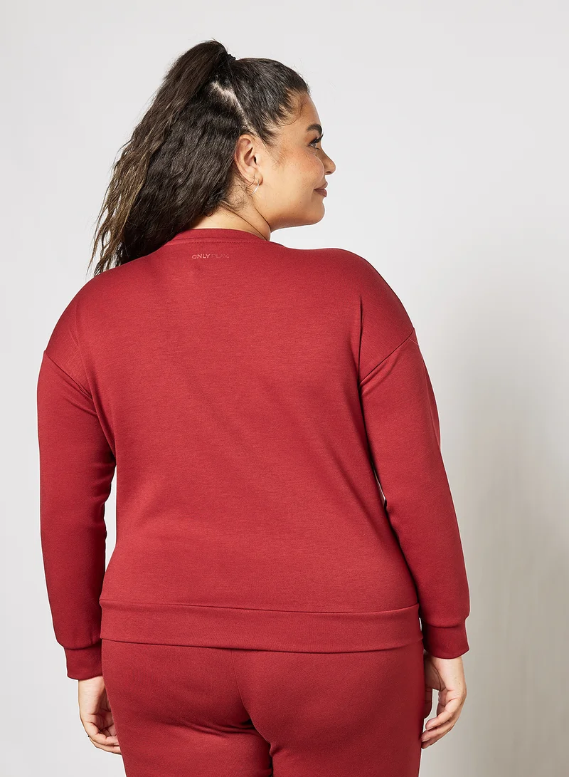 Only Play Plus Size Basic Sweatshirt Red