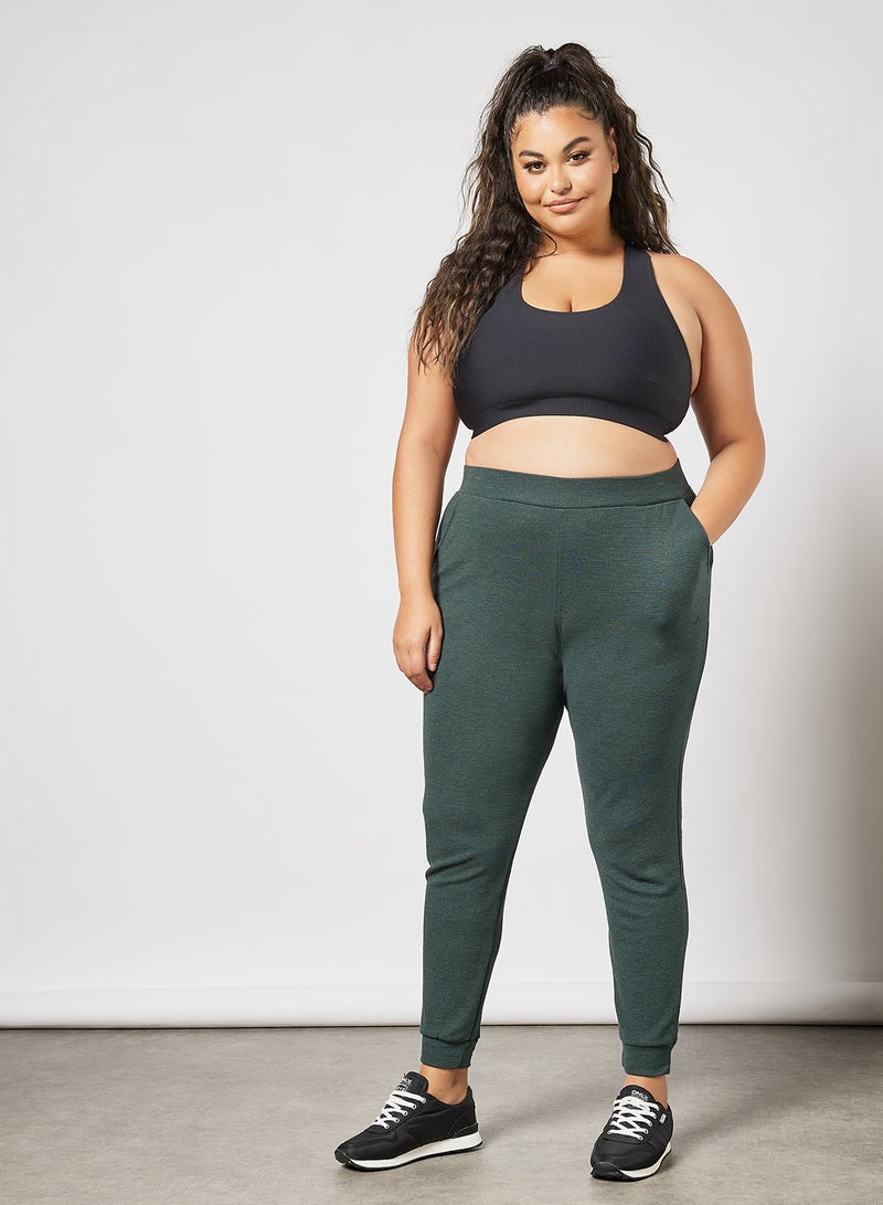Only Play - Plus Size Elastic Waist Pants Green - Image 1