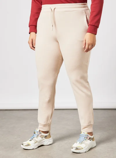 Only Play Plus Size Drawstring Sweatpants Beige