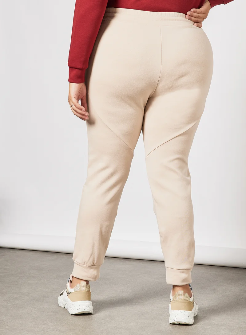 Only Play Plus Size Drawstring Sweatpants Beige