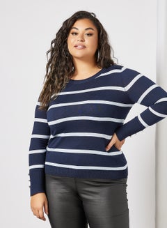 Plus Size Striped Sweater Navy