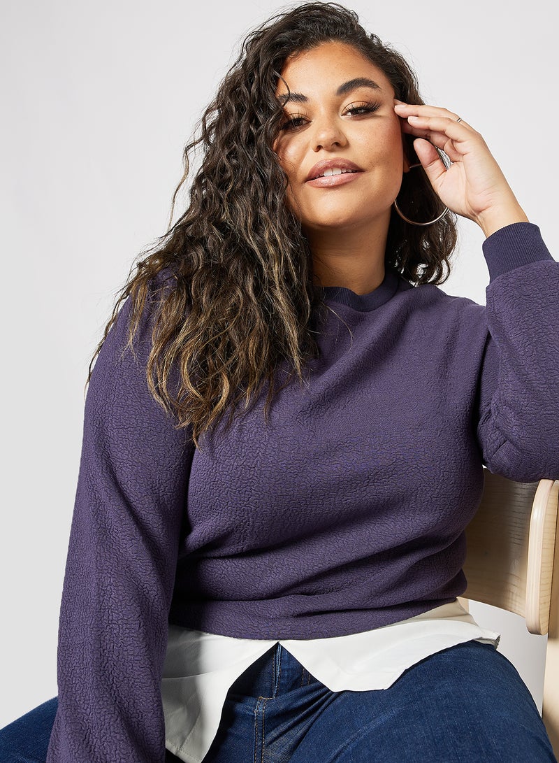 Violeta By Mango - Plus Size Solid Sweatshirt Navy - Image 1