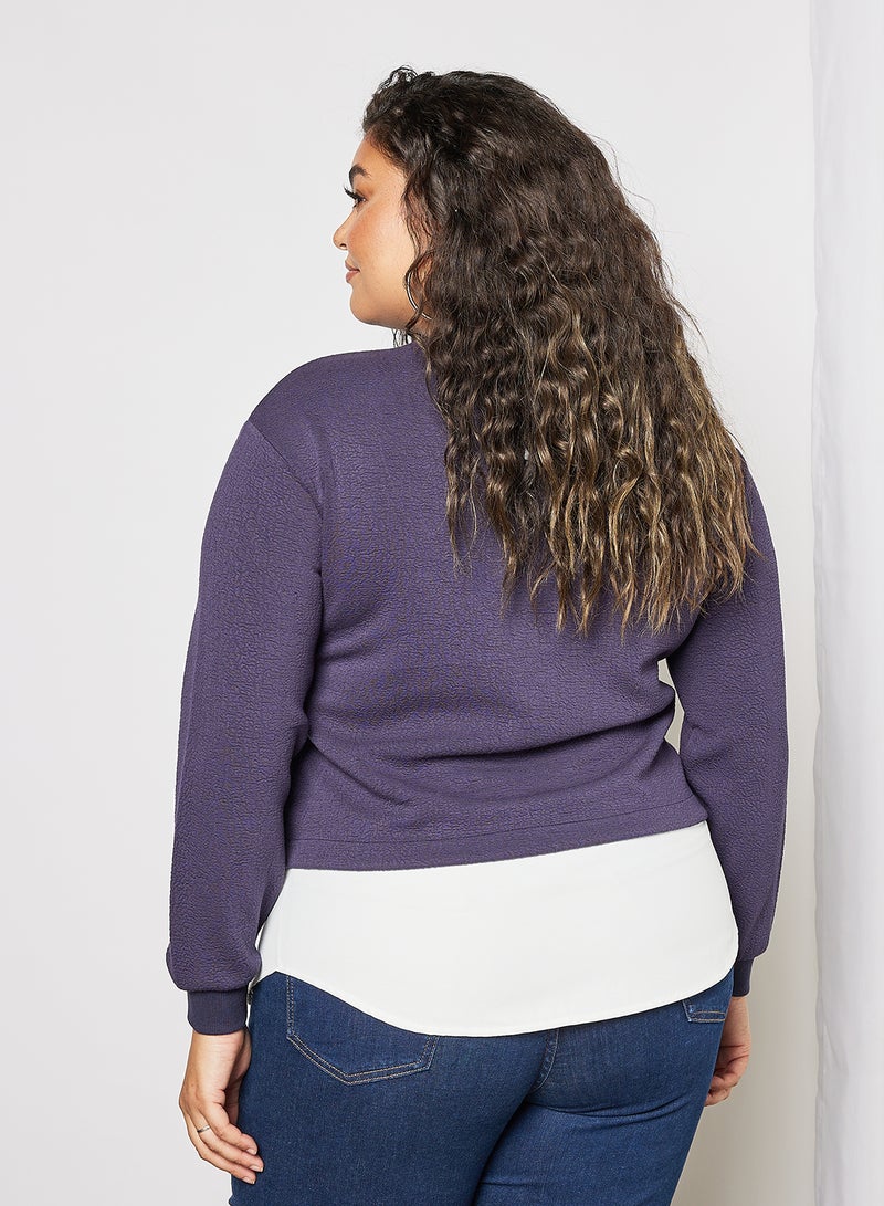 Violeta By Mango - Plus Size Solid Sweatshirt Navy - Image 1