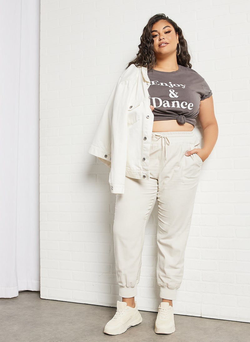 Violeta By Mango - Plus Size Cuffed Pants Off-White - Image 1