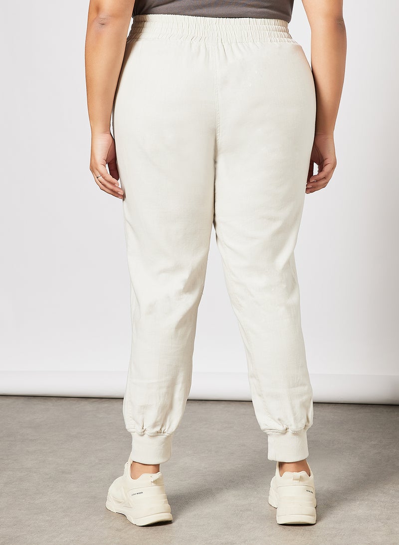 Violeta By Mango - Plus Size Cuffed Pants Off-White - Image 1