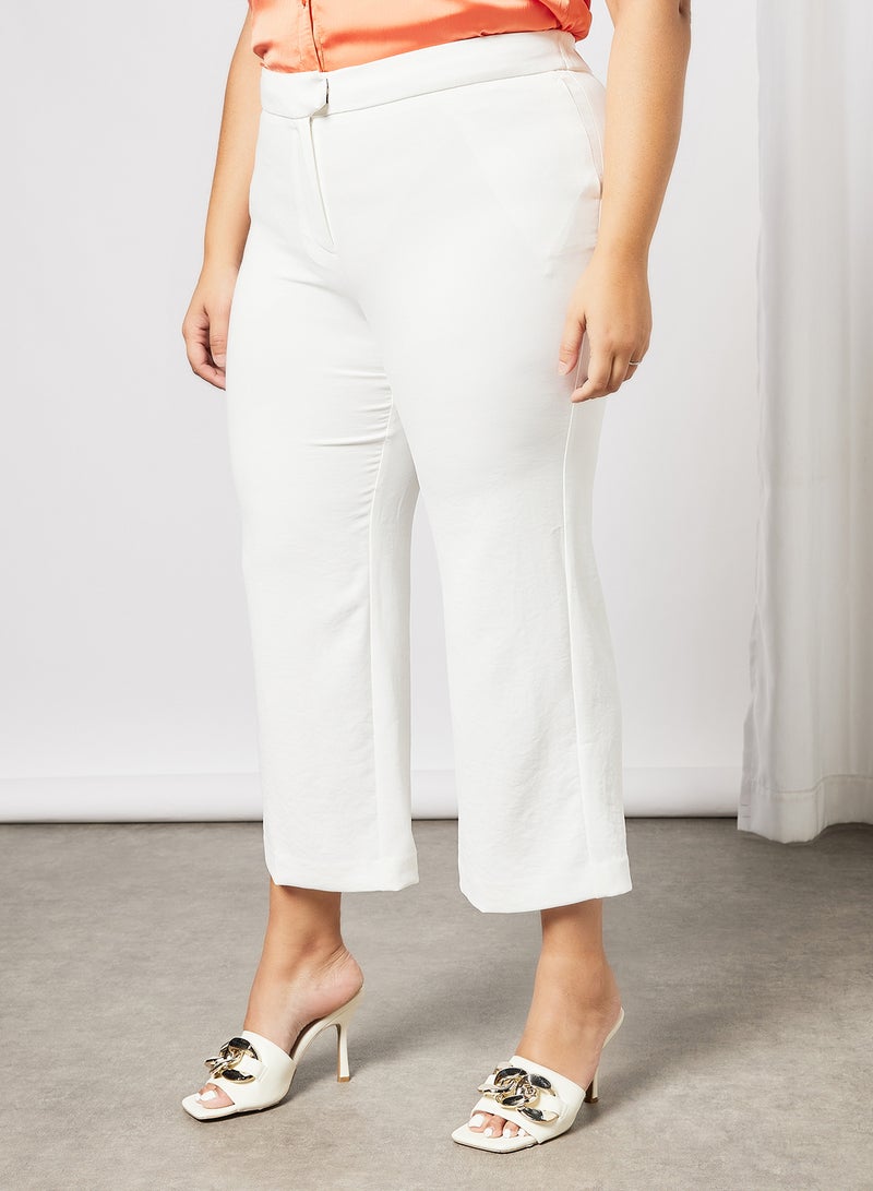 Violeta By Mango - Plus Size Cropped Straight Pants Off-White - Image 1
