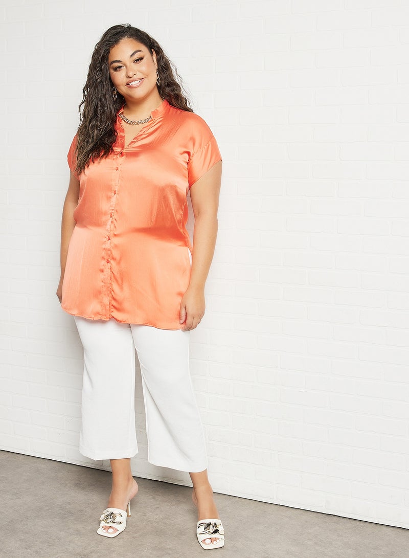 Violeta By Mango - Plus Size Cropped Straight Pants Off-White - Image 1
