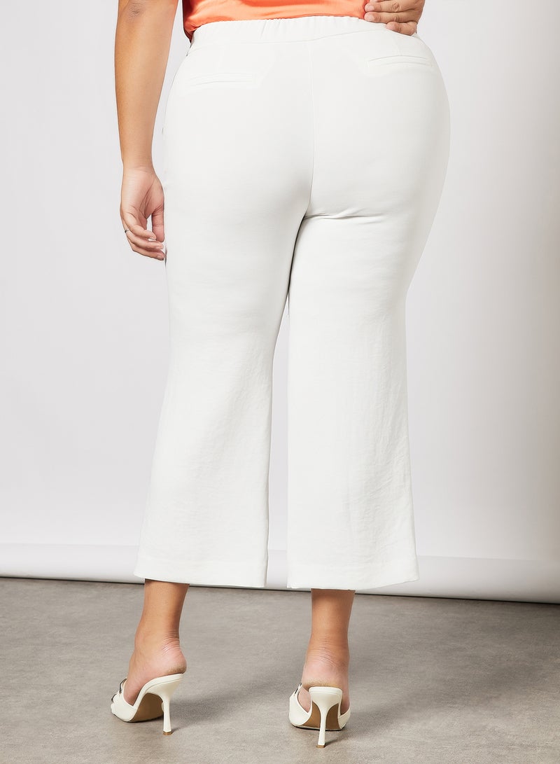 Violeta By Mango - Plus Size Cropped Straight Pants Off-White - Image 1