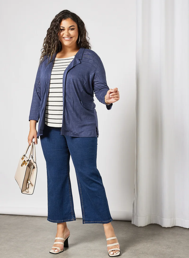 Violeta By Mango Plus Size Linen Jacket