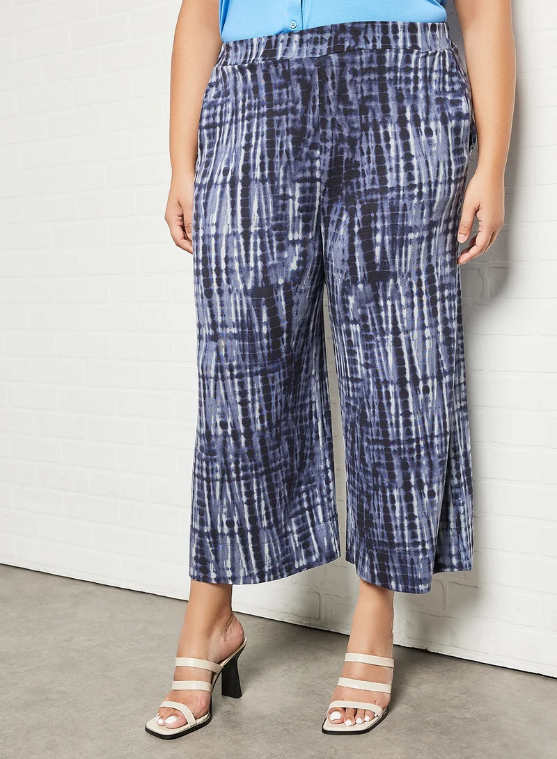 Violeta By Mango Plus Size Tie-Dye Culottes Blue