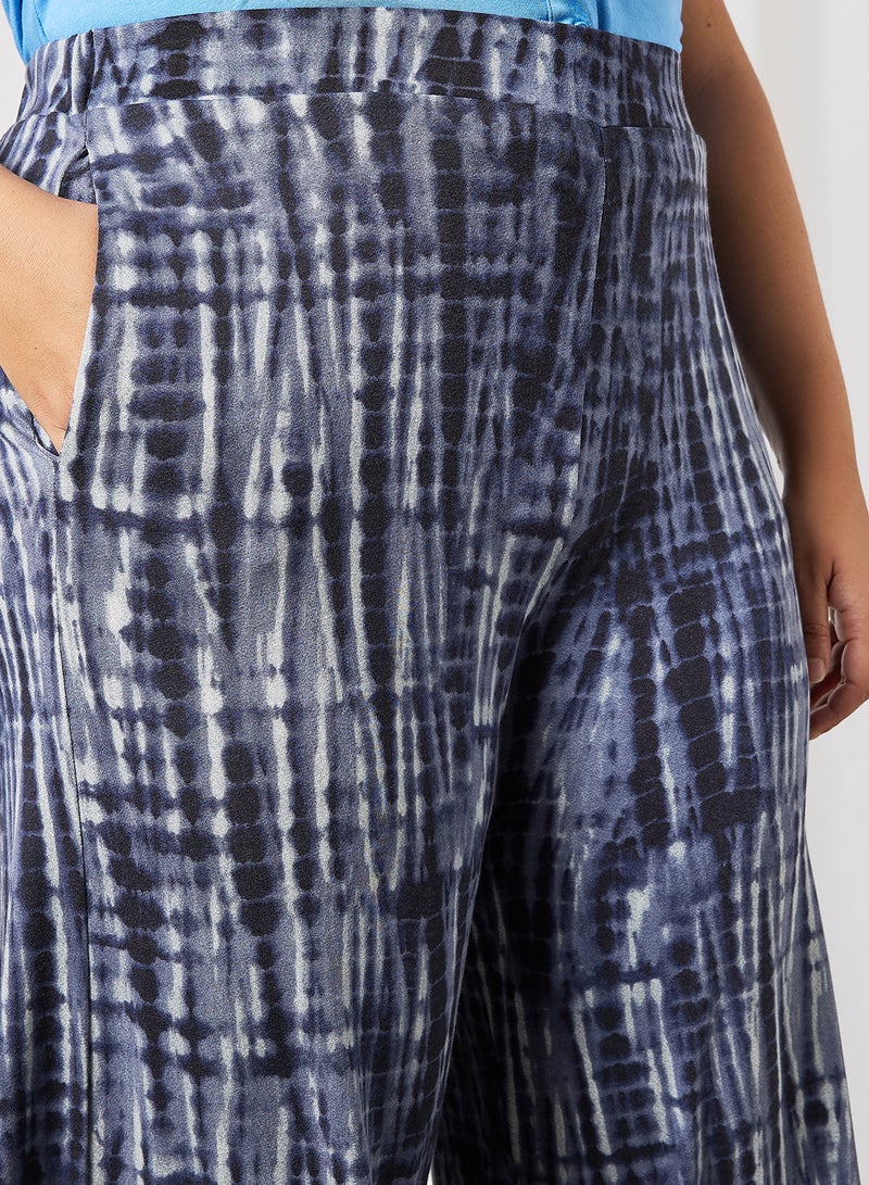 Violeta By Mango - Plus Size Tie-Dye Culottes Blue - Image 1