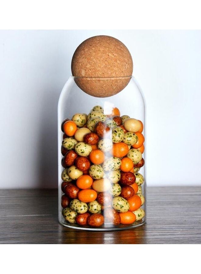 سابو برطمان زجاجي لتخزين الطعام مع غطاء كروي من الفلين شفافة 500ملليلتر - Image 2