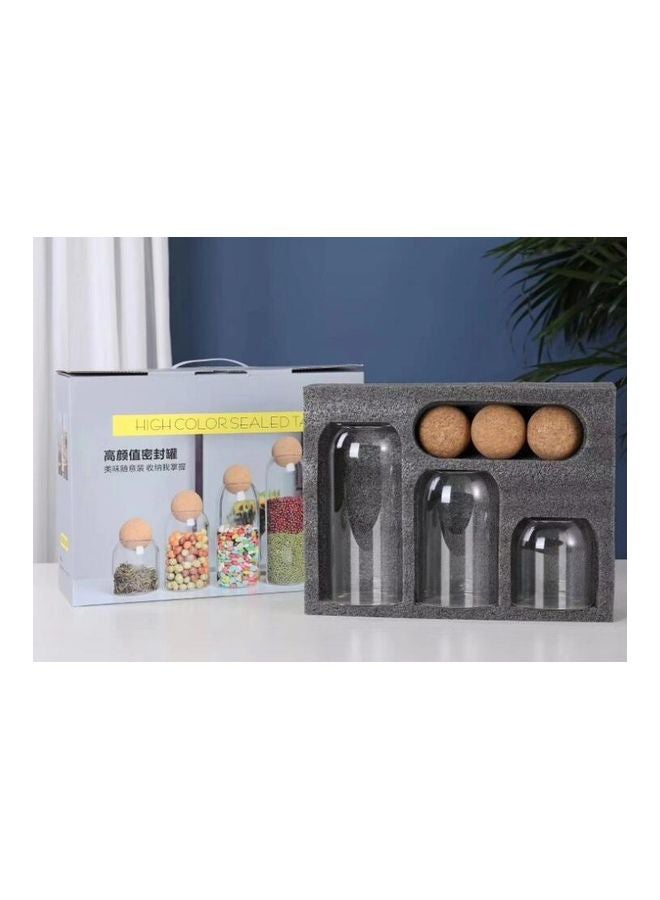SAPU 3-Piece Glass Jars For Food Storage With Cork Ball Caps Set Clear 2200ml  - Image 3