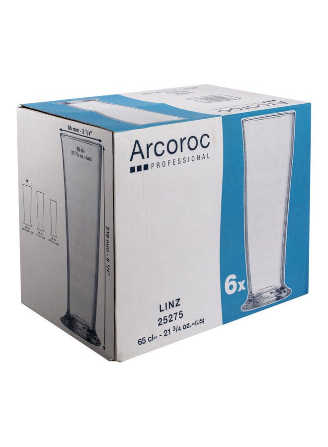 ARCOROC 6-Piece Linz Pilsner Glass Set Clear 650ml  - Image 3