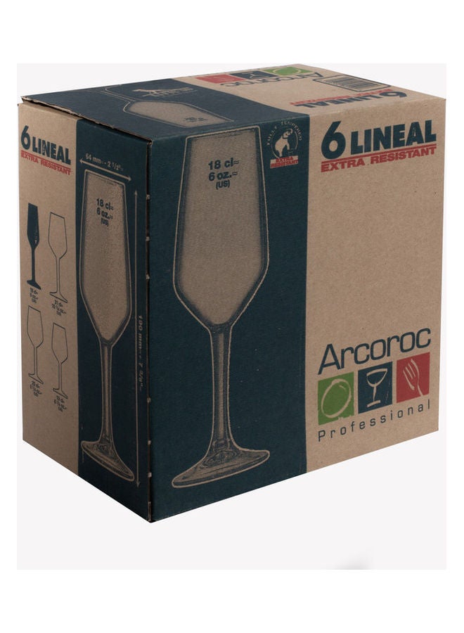 ARCOROC 6-Piece Lineal Flute Set Clear 180ml  - Image 3