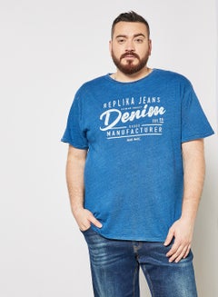 Plus Size Logo Print T-Shirt Indigo