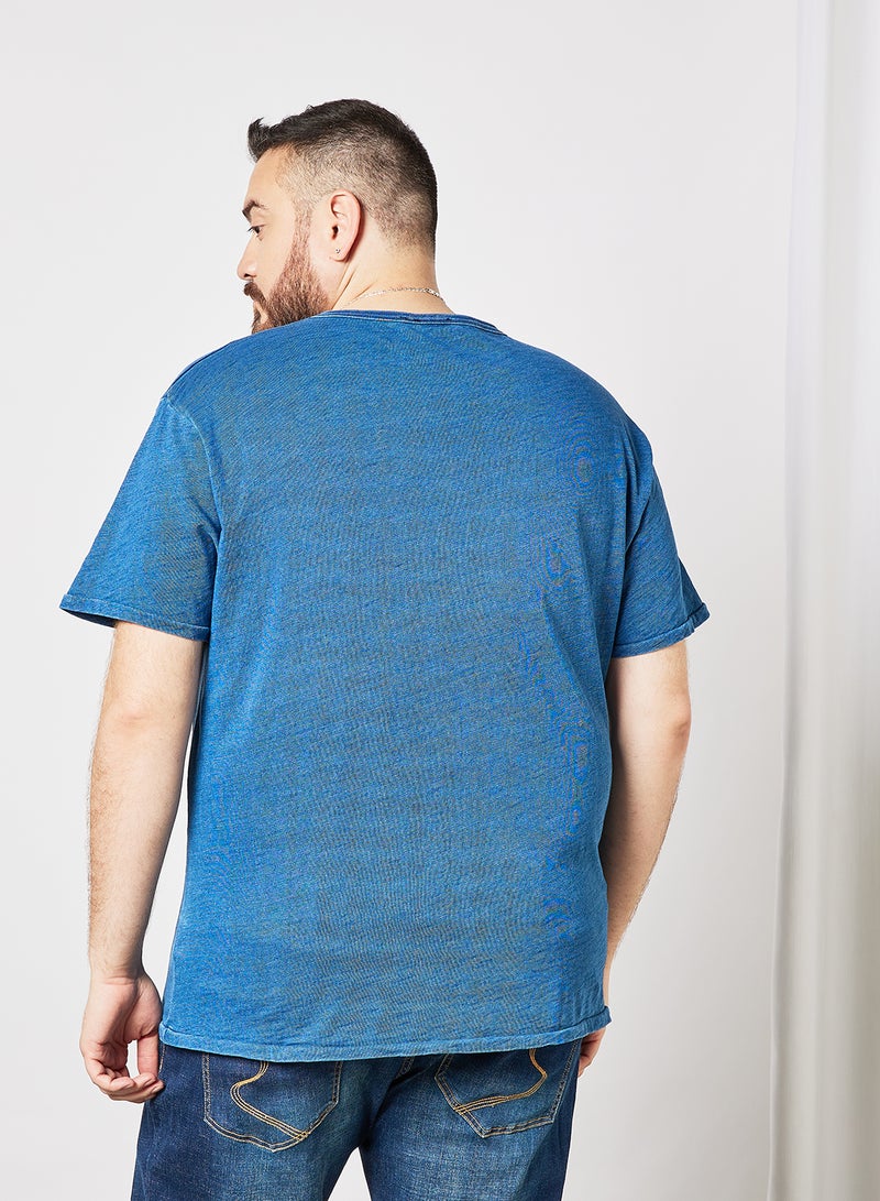 Replika Jeans - Plus Size Logo Print T-Shirt Indigo - Image 1