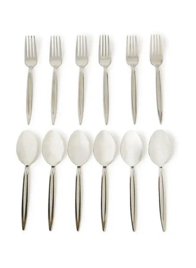 ديسيني طقم أدوات مائدة مصنوع من الستانلس ستيل مكون من 12 قطعة فضي - Image 1