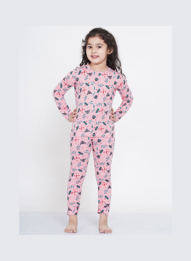 LAUREN Smith 2-Piece Printed Nightwear Kids Pyjama Set Bright Pink  - Image 1