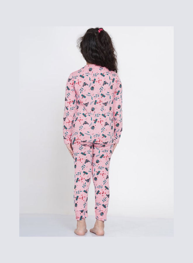LAUREN Smith 2-Piece Printed Nightwear Kids Pyjama Set Bright Pink  - Image 2