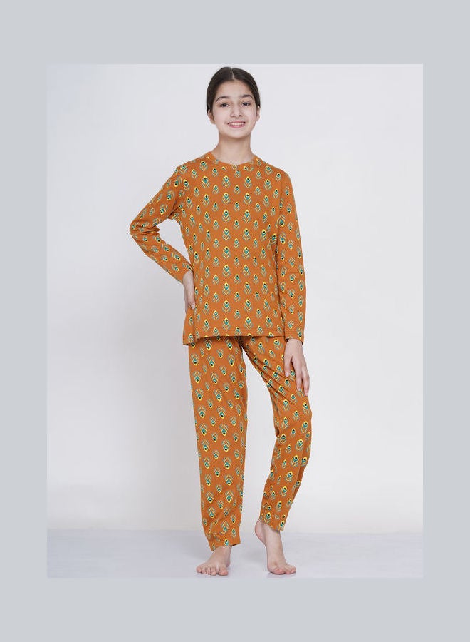 LAUREN Smith 2-Piece Printed Nightwear Kids Pyjama Set Brown  - Image 1