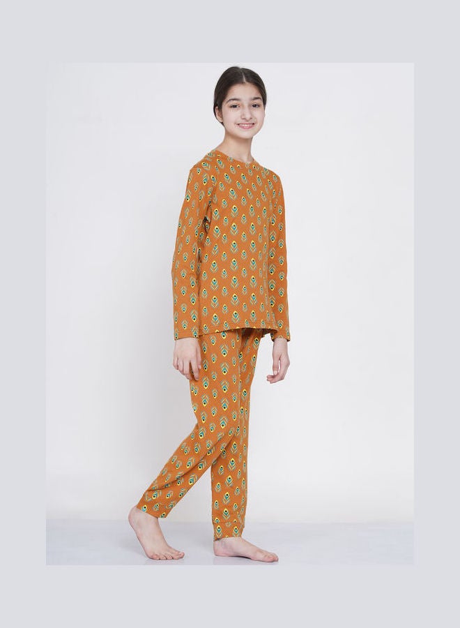 LAUREN Smith 2-Piece Printed Nightwear Kids Pyjama Set Brown  - Image 3