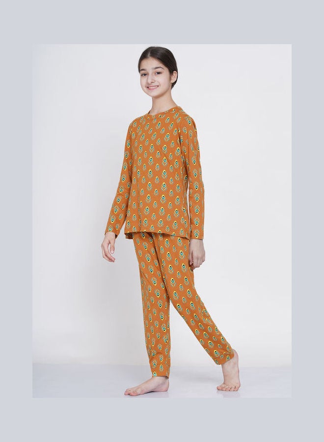 LAUREN Smith 2-Piece Printed Nightwear Kids Pyjama Set Brown  - Image 4