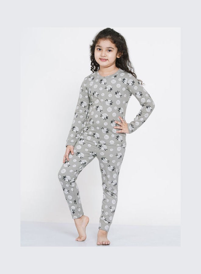 2-Piece Printed Nightwear Kids Pyjama Set Grey - v1638105438/N52050859V_1