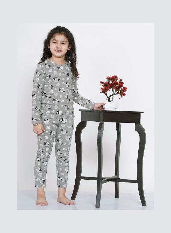 2-Piece Printed Nightwear Kids Pyjama Set Grey - v1638105438/N52050859V_5