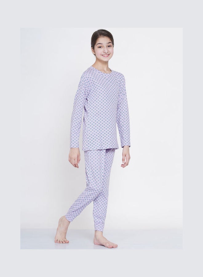 LAUREN Smith 2-Piece Printed Nightwear Kids Pyjama Set Light Purple  - Image 3