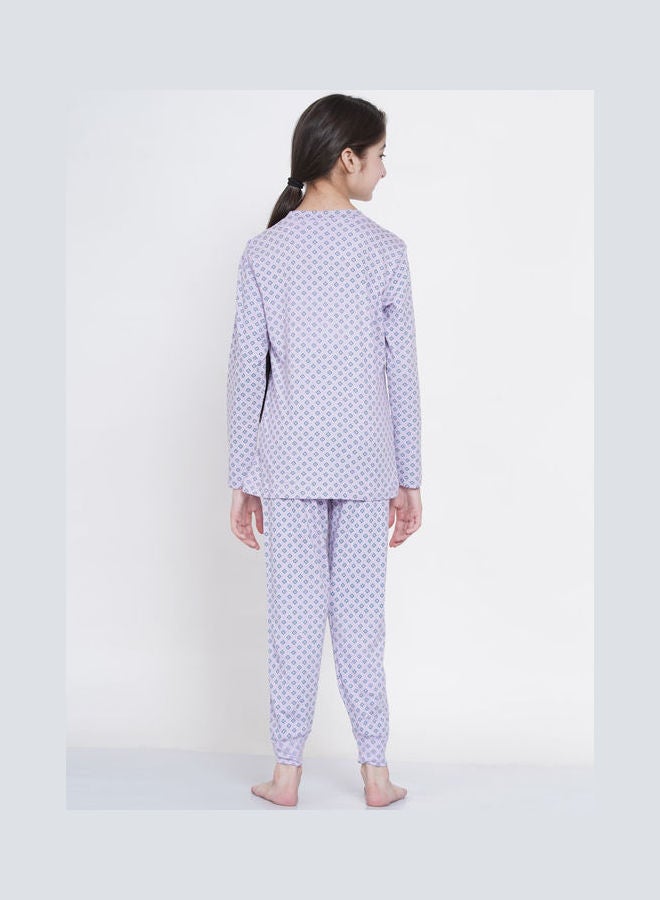 LAUREN Smith 2-Piece Printed Nightwear Kids Pyjama Set Light Purple  - Image 2