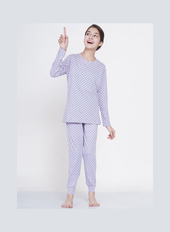 LAUREN Smith 2-Piece Printed Nightwear Kids Pyjama Set Light Purple  - Image 1