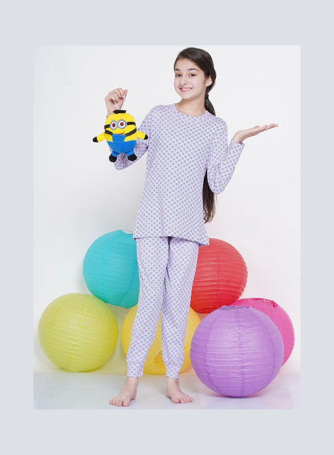 LAUREN Smith 2-Piece Printed Nightwear Kids Pyjama Set Light Purple  - Image 5