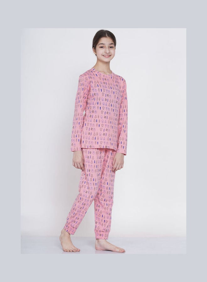 LAUREN Smith 2-Piece Printed Nightwear Kids Pyjama Set Bright Pink  - Image 3