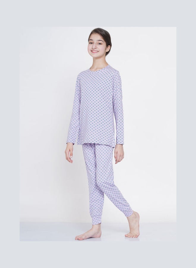 LAUREN Smith 2-Piece Printed Nightwear Kids Pyjama Set Light Purple  - Image 4