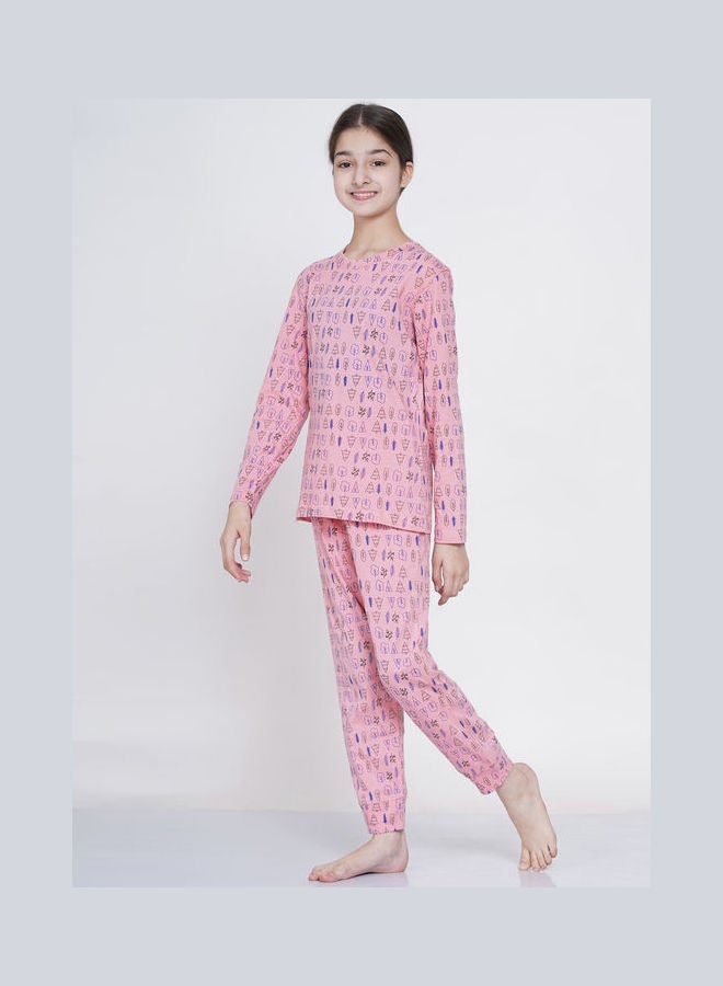 LAUREN Smith 2-Piece Printed Nightwear Kids Pyjama Set Bright Pink  - Image 4