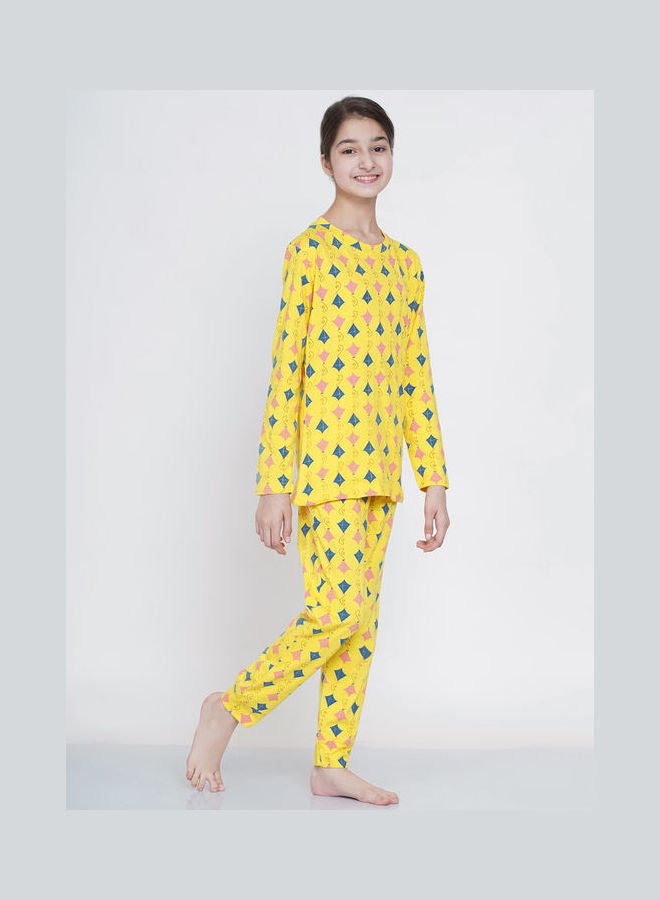 LAUREN Smith 2-Piece Printed Nightwear Kids Pyjama Set Yellow  - Image 3