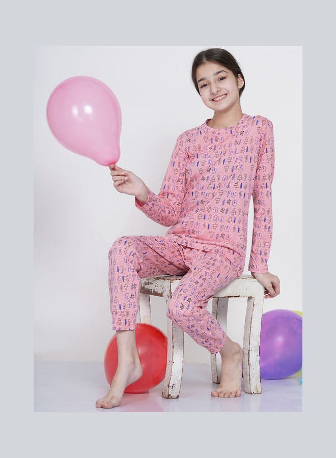 LAUREN Smith 2-Piece Printed Nightwear Kids Pyjama Set Bright Pink  - Image 5