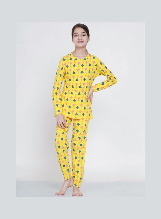 LAUREN Smith 2-Piece Printed Nightwear Kids Pyjama Set Yellow  - Image 1