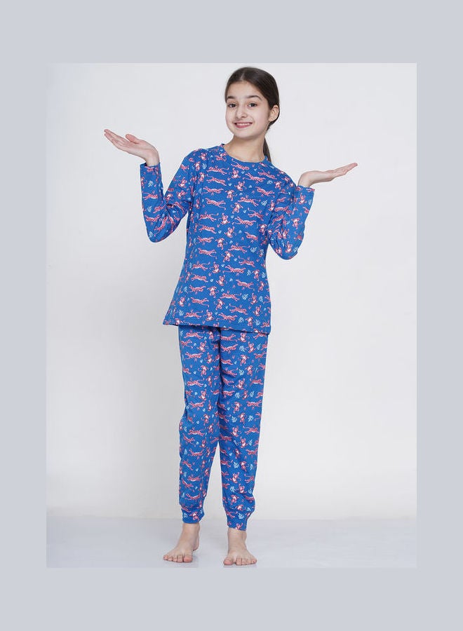 LAUREN Smith 2-Piece Printed Nightwear Kids Pyjama Set Dark Blue  - Image 1