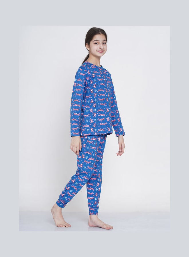LAUREN Smith 2-Piece Printed Nightwear Kids Pyjama Set Dark Blue  - Image 3