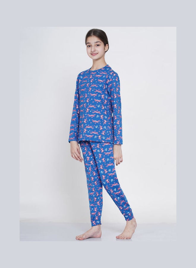 LAUREN Smith 2-Piece Printed Nightwear Kids Pyjama Set Dark Blue  - Image 4